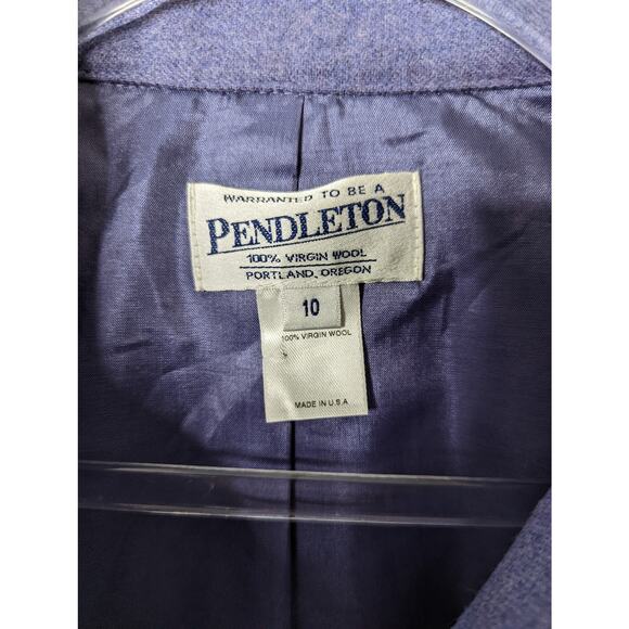 Vintage 90s Pendleton Wool Blazer Jacket Purple Cropped Minimalist Fully Lined - Picture 4 of 9